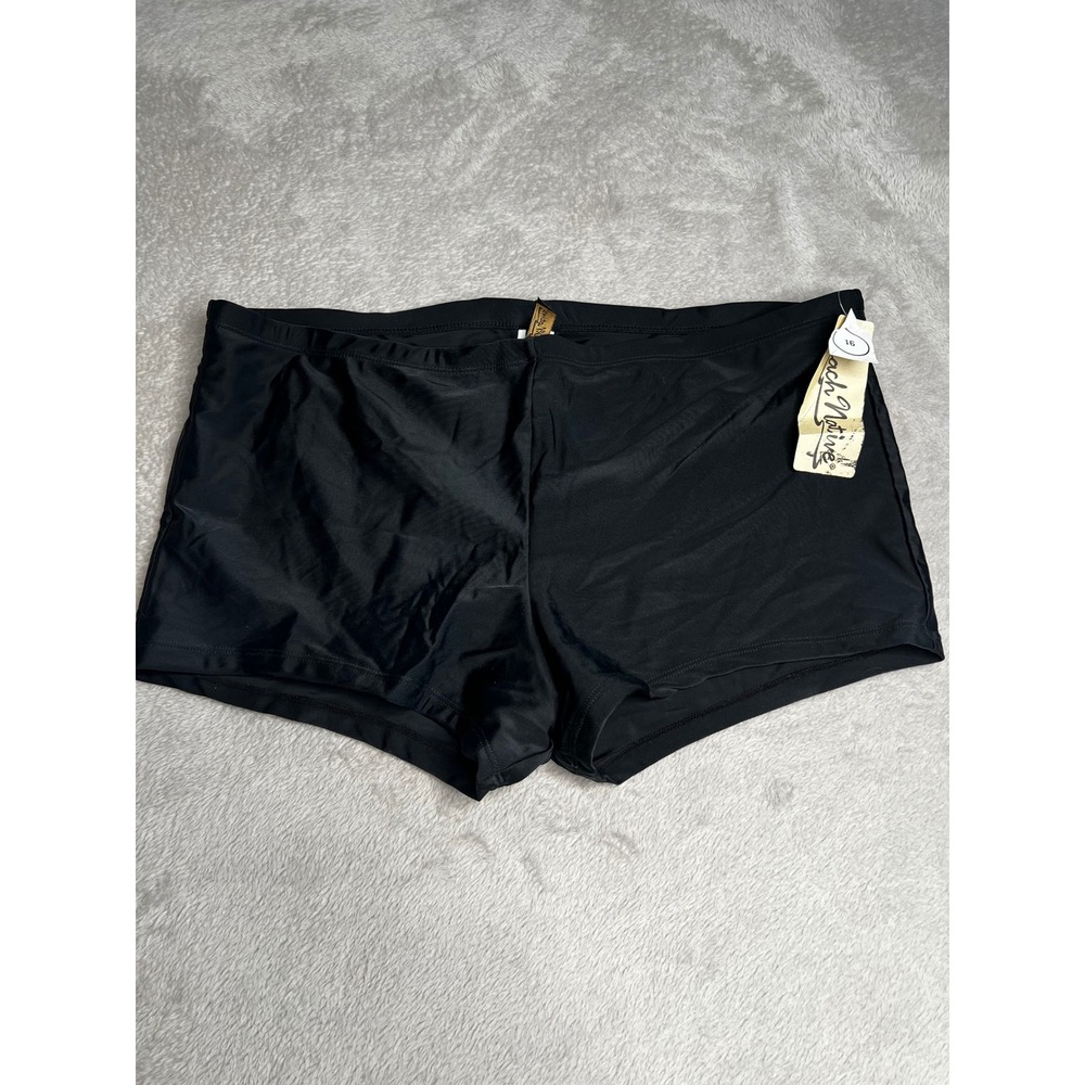 New Beach Native Womens Black Swim‎ Boy Shorts Size 16 NWT